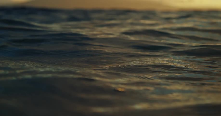 The ocean water at midday with light waves gently creating a ripple effect across the sunlit surface