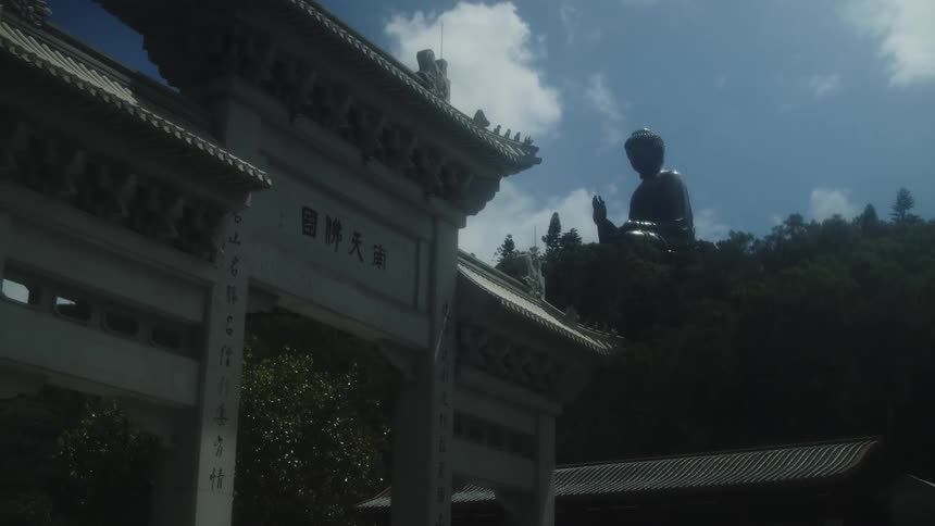 The large buddha statue is on the hill