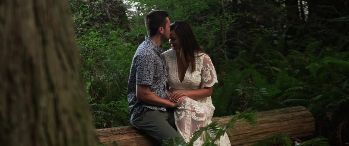 A man kisses a woman on the forehead