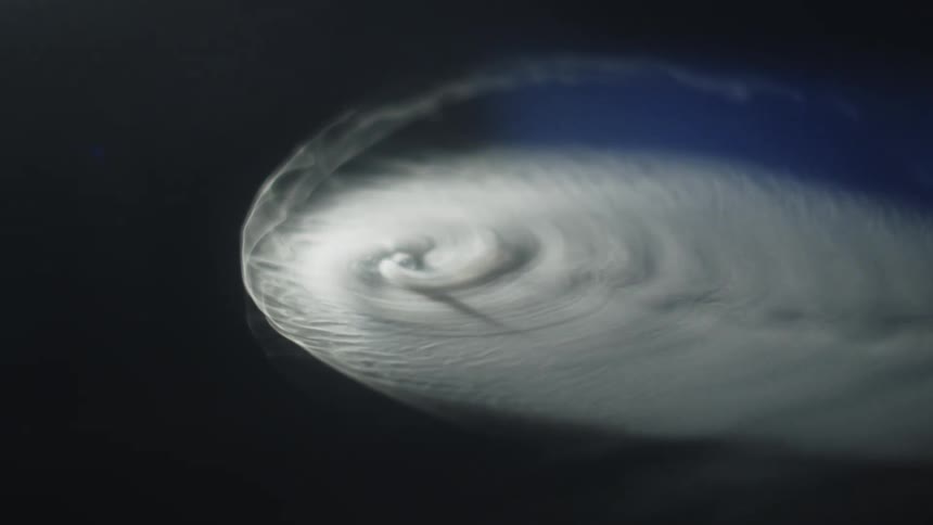 Spiral cloud formation seen from space over the earths surface
