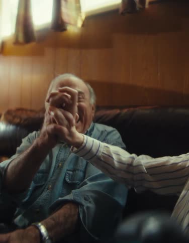 Elderly couple playing together