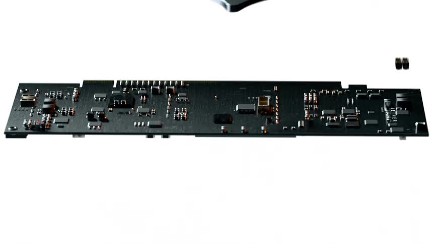 Electronic circuit board with various components and connectors