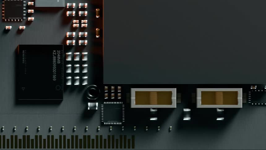 Electronic components mounted on a circuit board