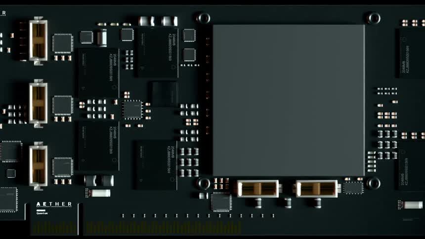 The animation is of computer chips appearing on a board