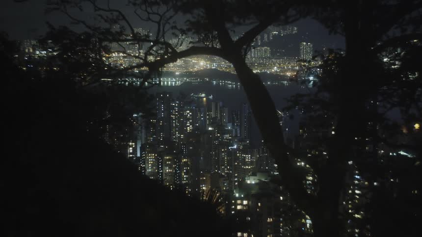 The large city can be seem from the mountain top