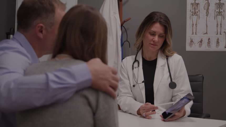 Couple receives medical guidance during a clinic appointment