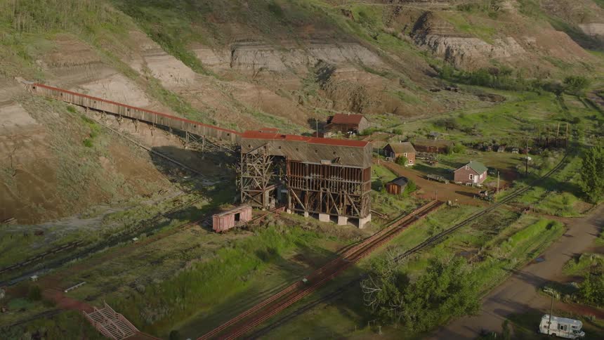 Homes are around the mine in the mountain