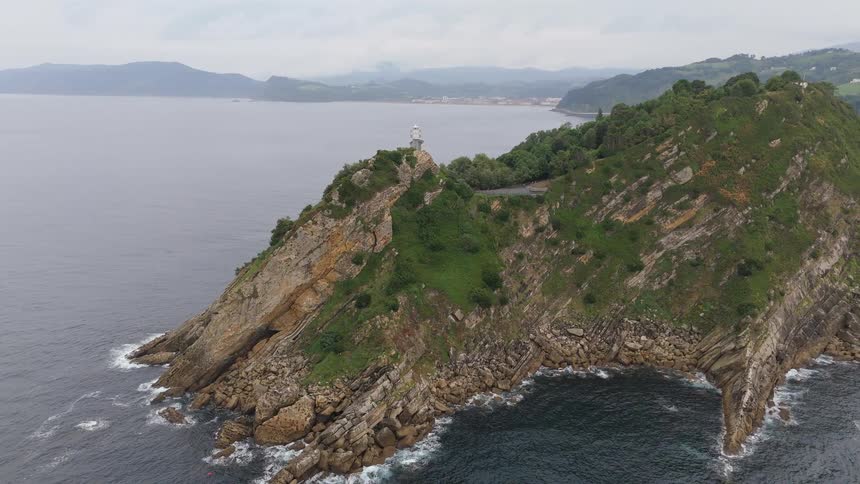 A large coastal area with tall cliffs