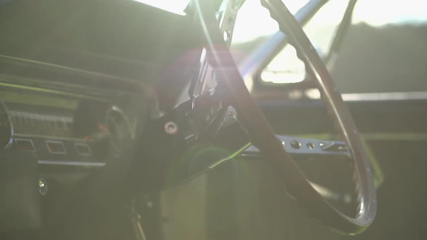 View of the steering wheel of a vehicle