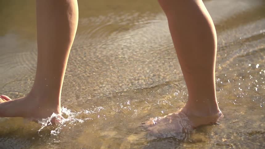 A person walking in the water