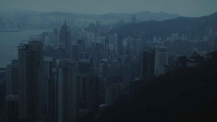 Fog covers the large metropolis