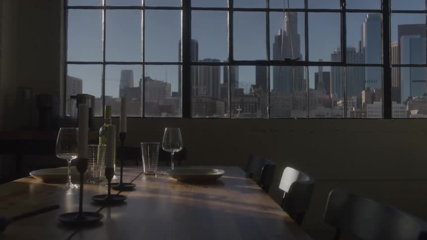 The dining table is set for two people