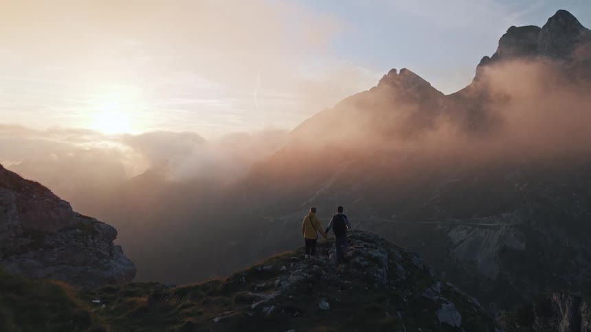 Mountain trail bathed in the soft light of sunset