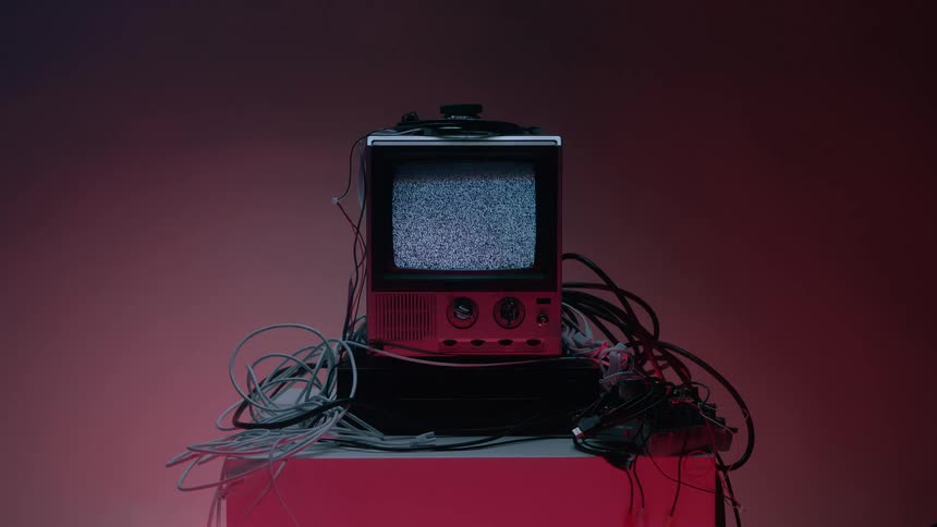 Static is flickering on the television screen