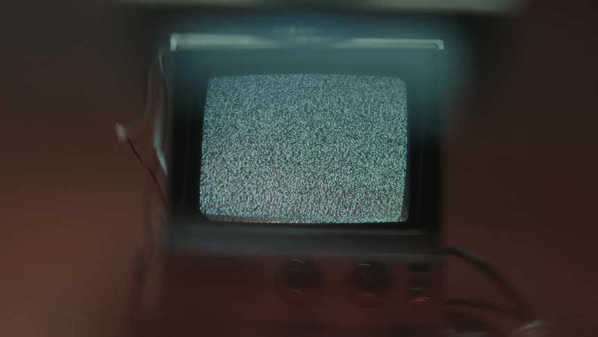 Small television screen displays signal static