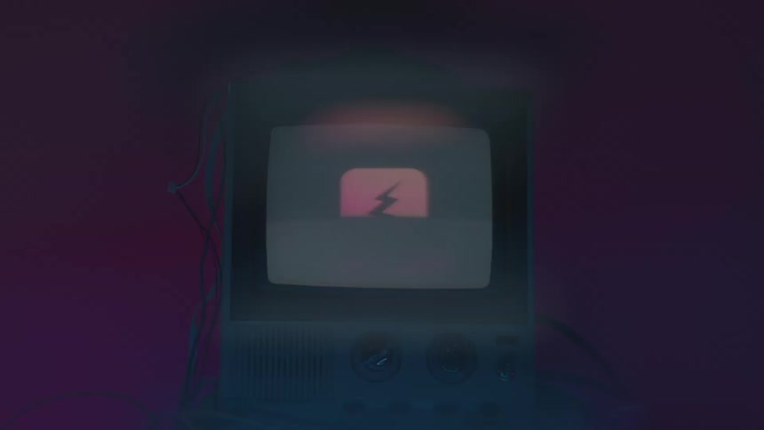 The lights flash as the television flashes symbols