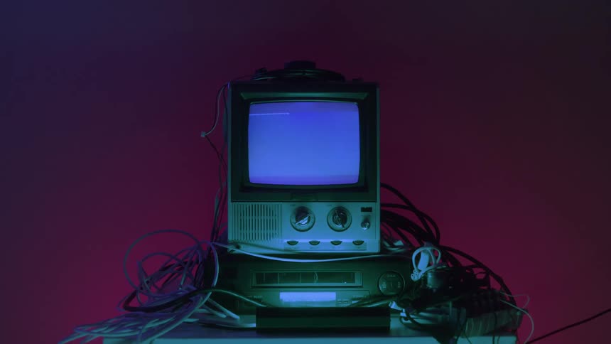 The television is on the vhs player