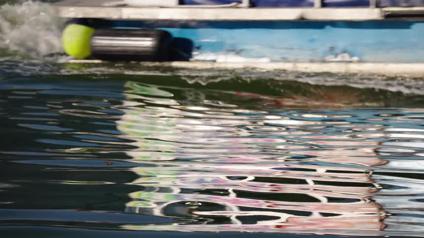 The ferry transports people in the water