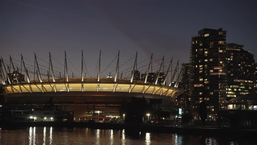 The stadium is on the waterfront