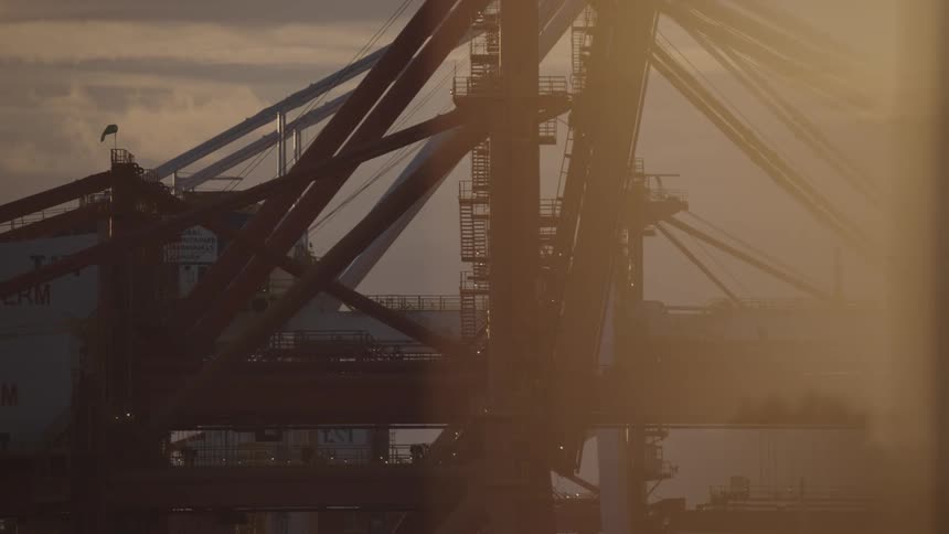 Fog covers waterfront manufacturing plant after dusk