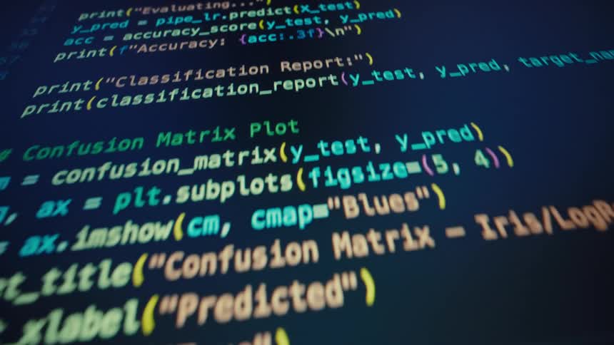 Computer screen displaying colorful programming code