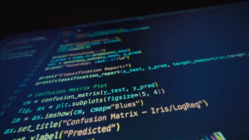 Computer screen displays computer code