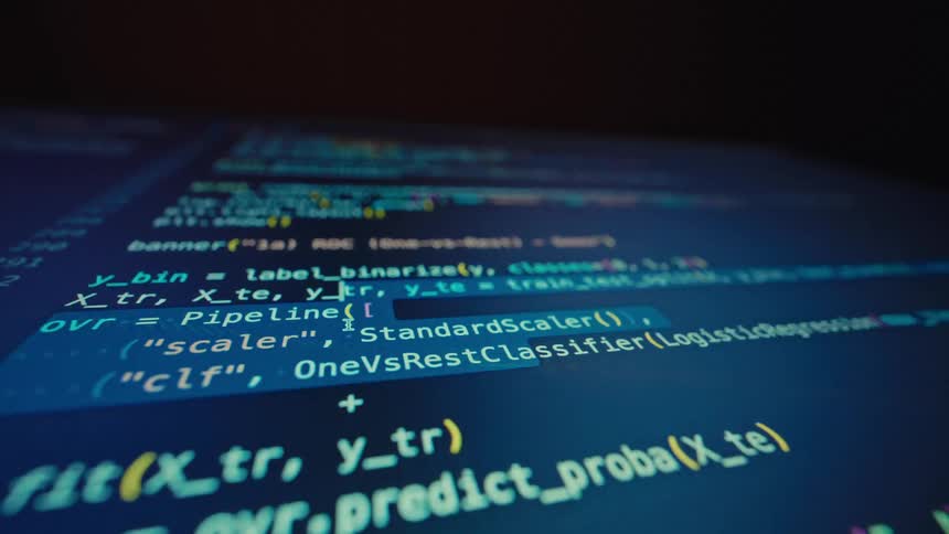 Python code snippets displayed on a screen highlighting a classification pipeline