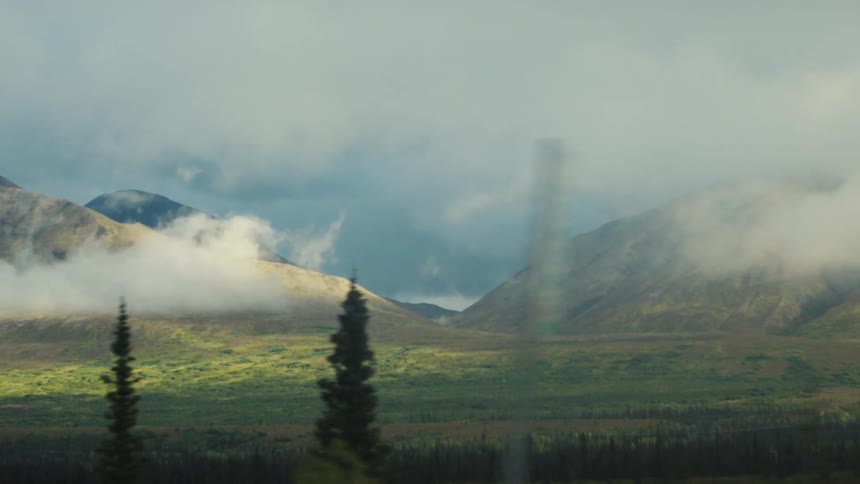 Natural landscape with a plain grass field surrounded by trees and hills outdoors during day time