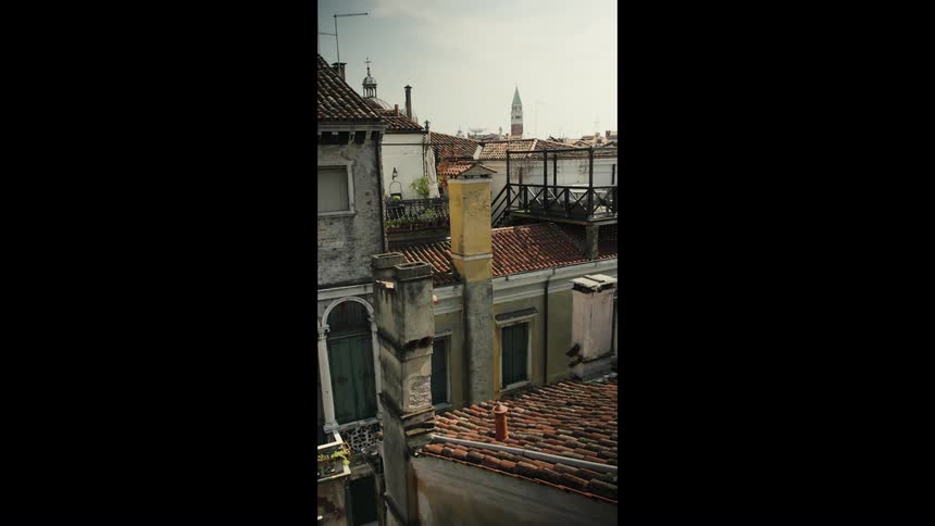 Rooftop view of old european buildings in an old neighborhood