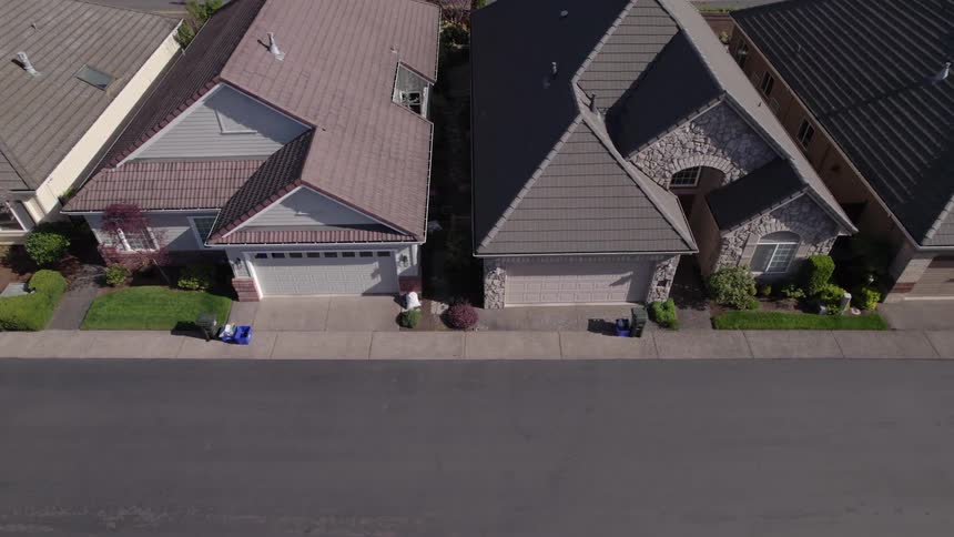 The road is empty in the suburbs