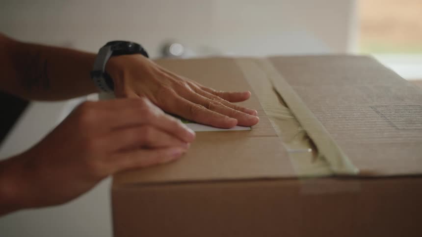 A pair of hands caress a box