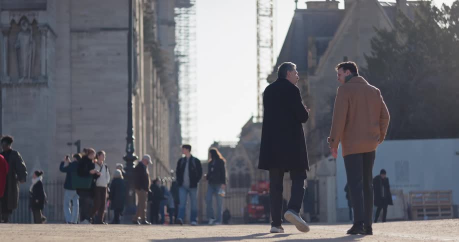 People are walking and talking in the city