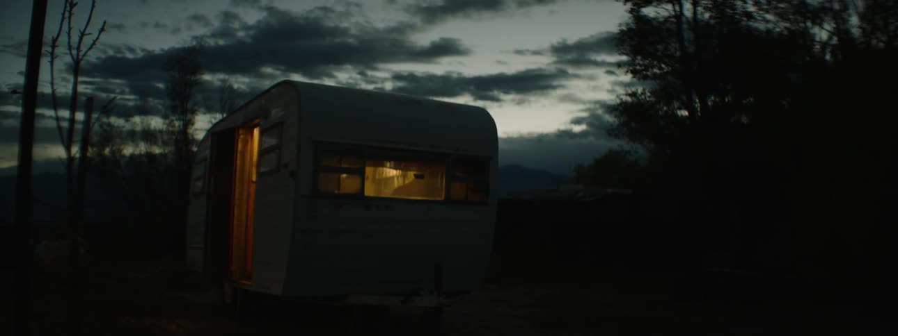 The lights are on in a camper trailer