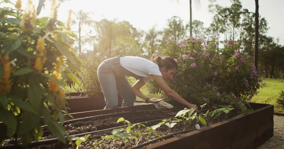 A woman tending her garden