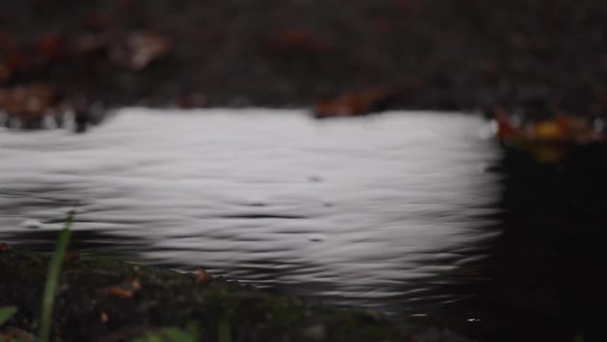 Water reflecting a cloudy sky as the breeze blows over the surface creating a ripple effect in slow motion