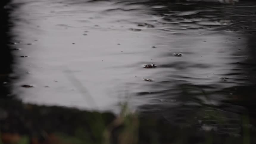 Closeup of rippling water with small bubbles in a natural outdoor setting