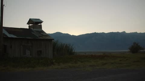 Abandoned shack on a windy day