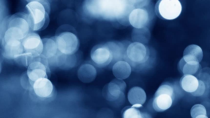 Blurred blue lights creating a bokeh effect