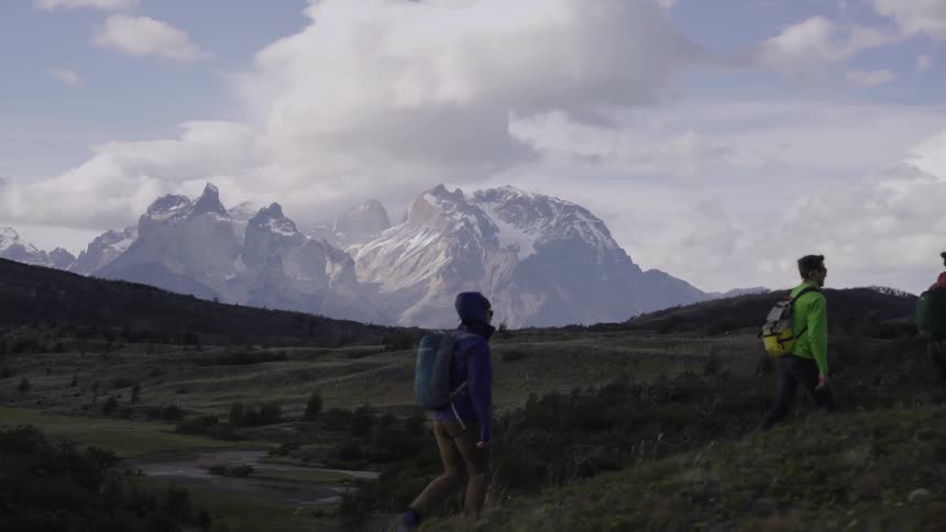 People are hiking on hills