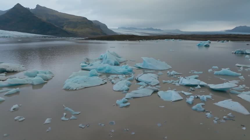 Icy water by the mountains