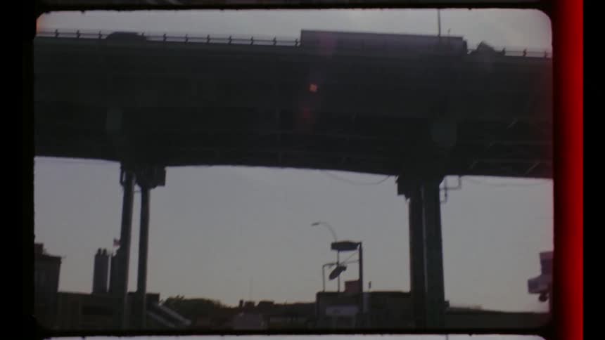 Traffic flows on the overpass and the road underneath