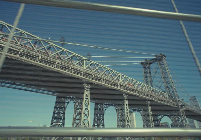 A large bridge is in the big city