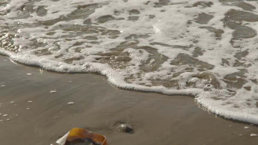 Waves wash up on the beach