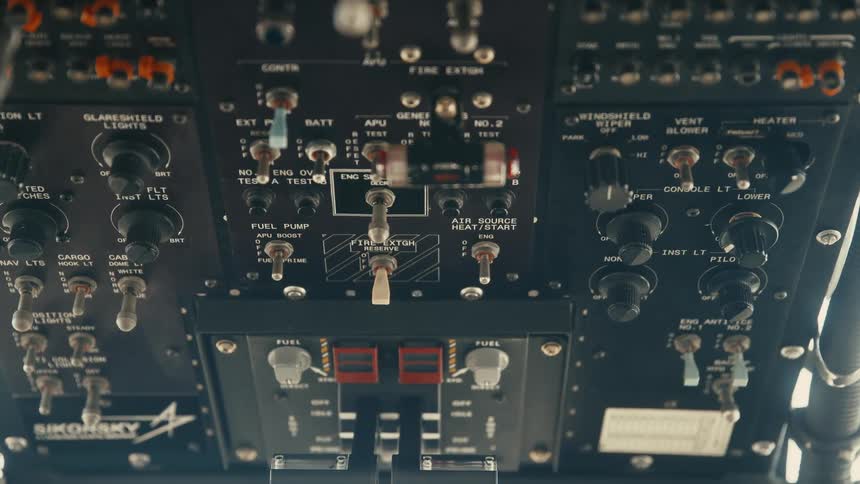 The device is full of knobs and switches