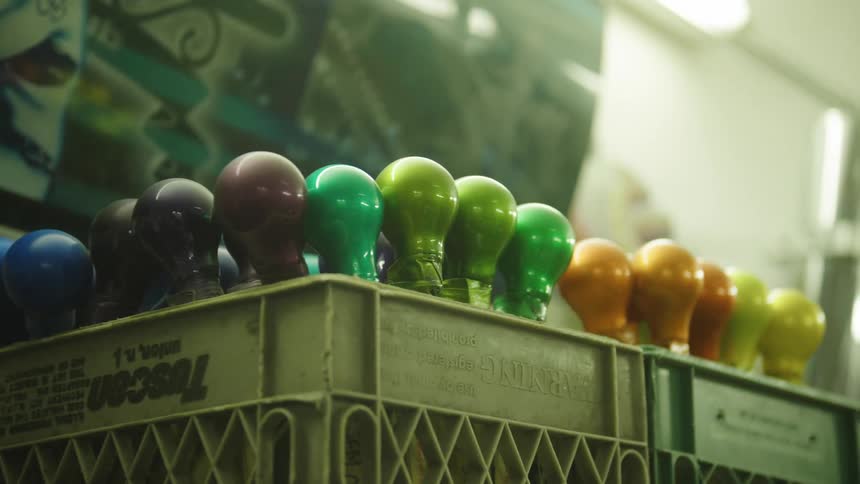 The bin is full of colorful objects
