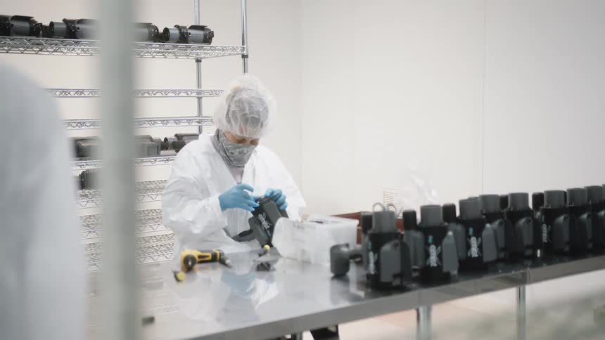 The scientist works in the lab