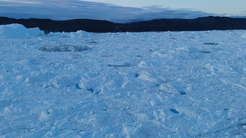 Melting glacier and ice along the arctic coast