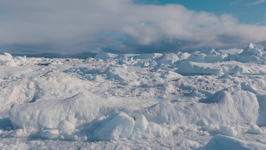 The arctic is covered with white ice
