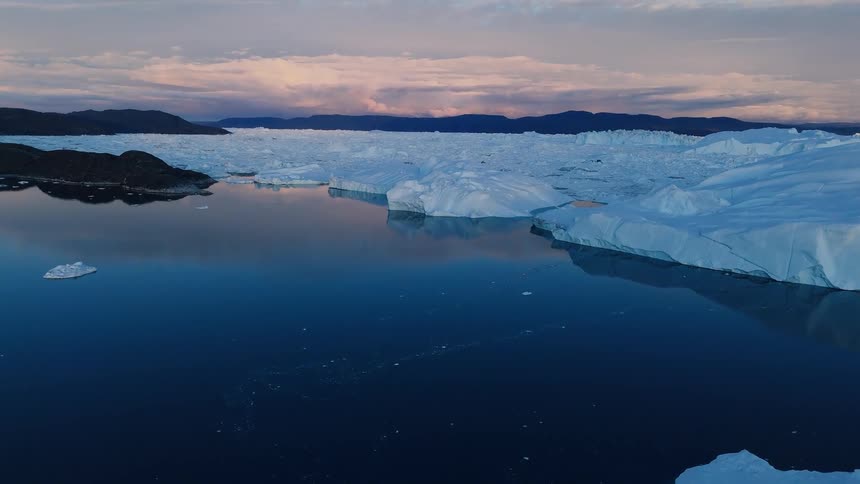 Glaciers and floating ice along the arctic coast