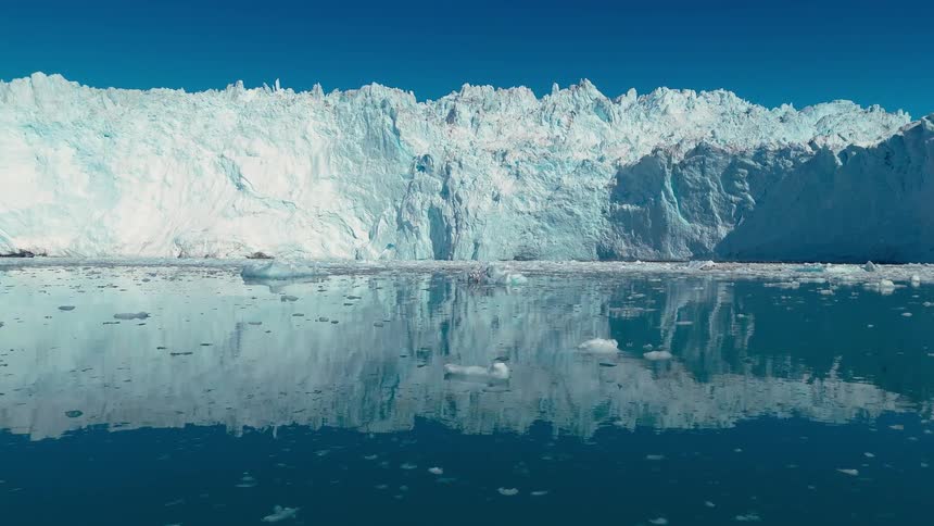 Melting glacier and ice on the water along the arctic coast